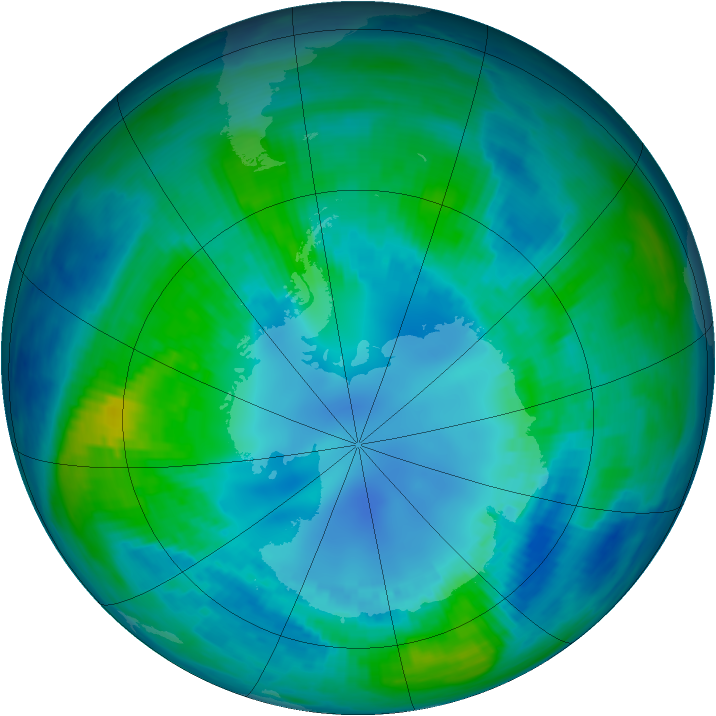 Antarctic ozone map for 23 April 1988
